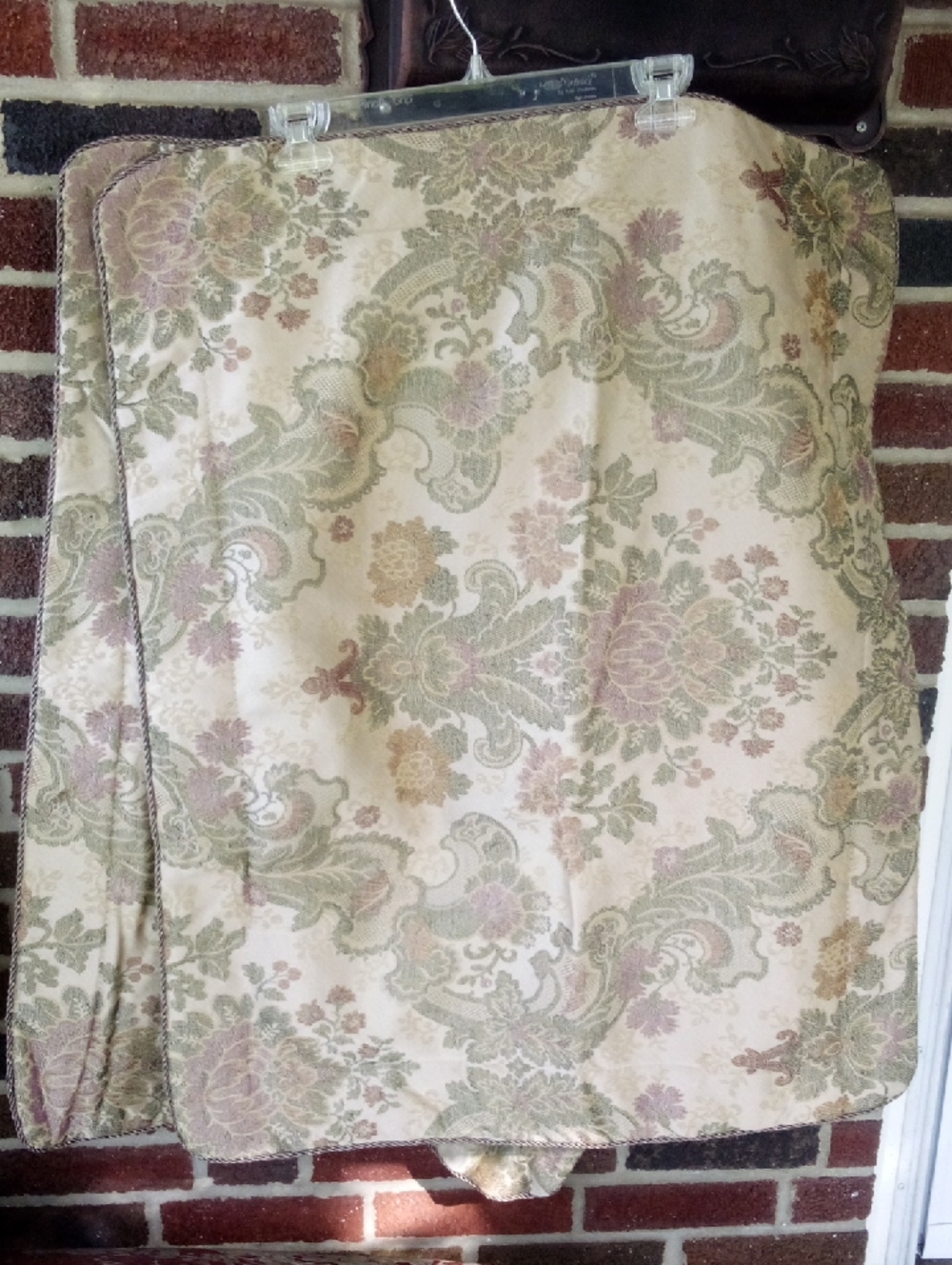 Croscill Pillow Shams 2 Jacquard Gold Green Floral 27" X 21" EUC